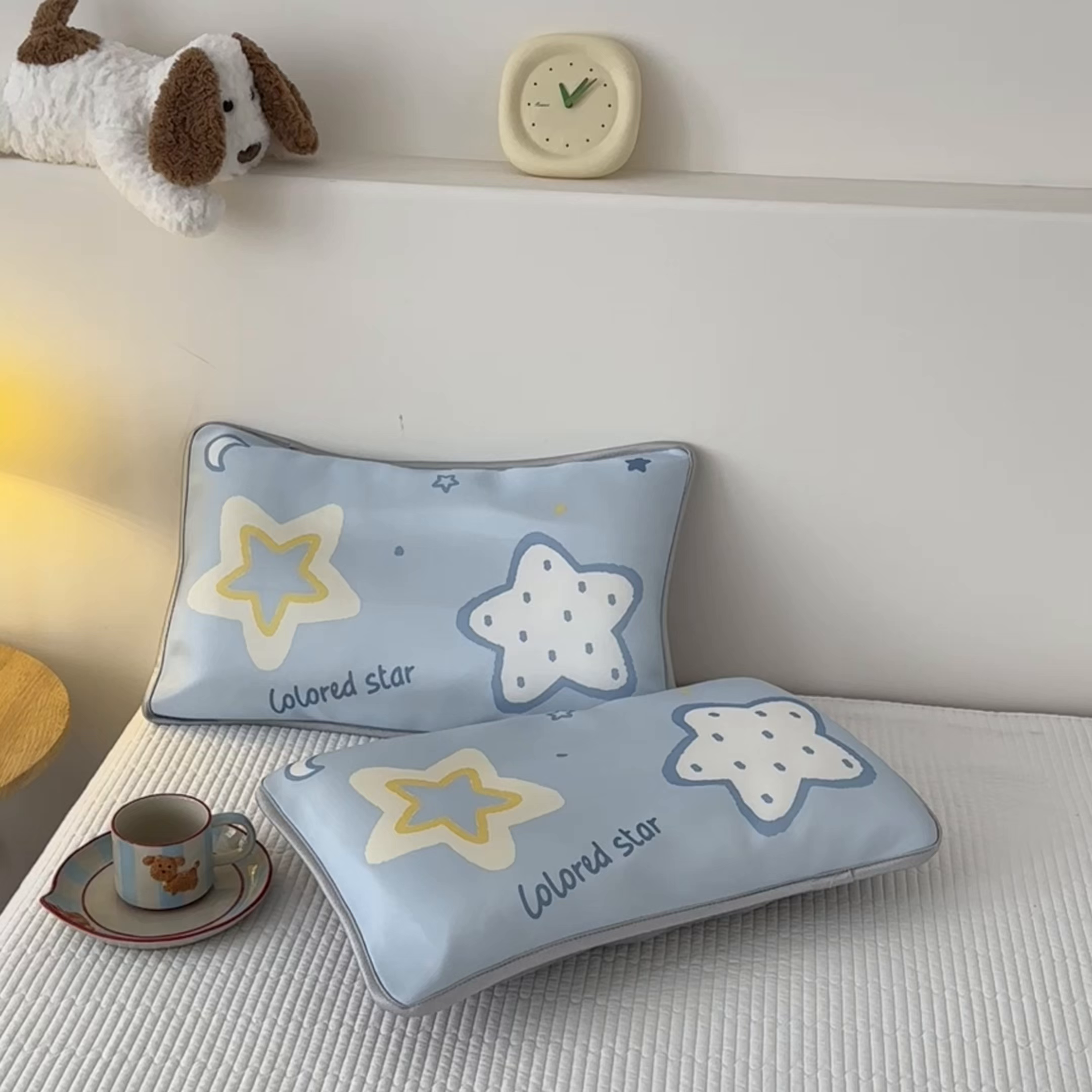 91家纺网 家纺一手货源 找家纺 云恋家纺 2026新款儿童卡通A类冰丝凉席枕套一对装夏季凉感丝可拆枕头儿童学生单人枕芯套 星蓝