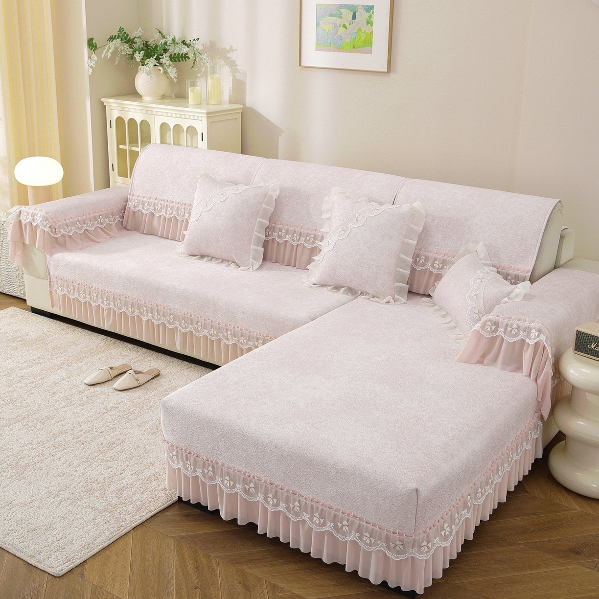 共鸣沙发垫 2026新款冰豆豆沙发垫素雅系列 素雅粉色