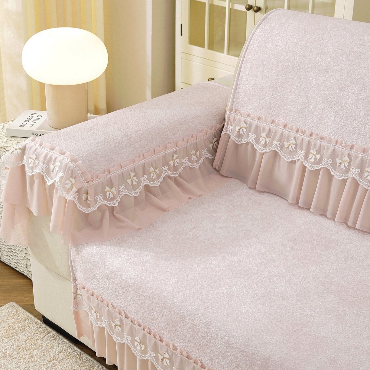 91家纺网 家纺一手货源 找家纺 共鸣沙发垫 2026新款冰豆豆沙发垫素雅系列 素雅粉色