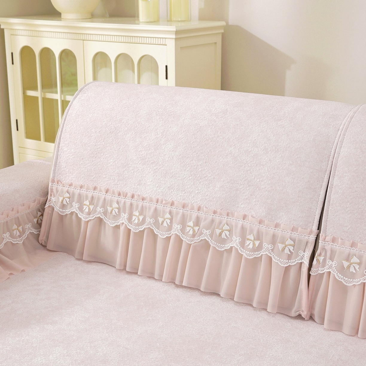 91家纺网 家纺一手货源 找家纺 共鸣沙发垫 2026新款冰豆豆沙发垫素雅系列 素雅粉色