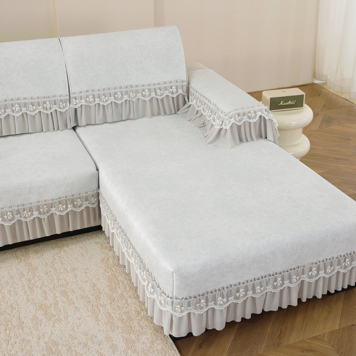 91家纺网 家纺一手货源 找家纺 共鸣沙发垫 2026新款冰豆豆沙发垫素雅系列 素雅灰色