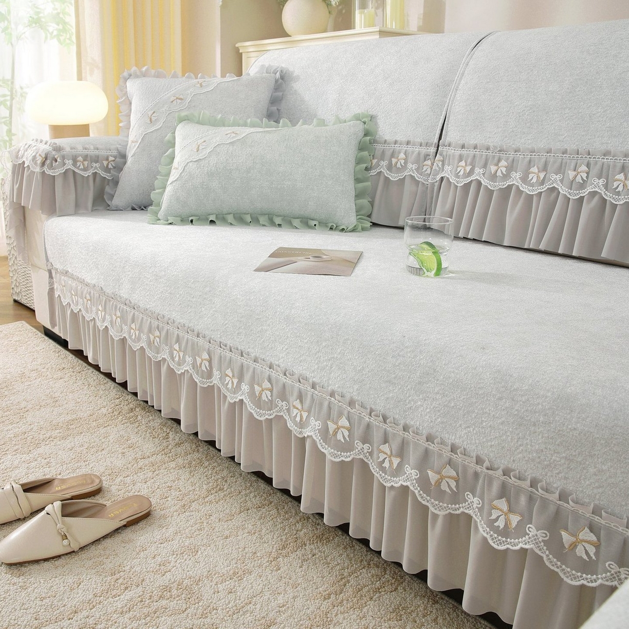 91家纺网 家纺一手货源 找家纺 共鸣沙发垫 2026新款冰豆豆沙发垫素雅系列 素雅灰色