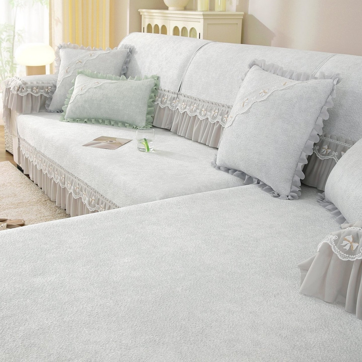 91家纺网 家纺一手货源 找家纺 共鸣沙发垫 2026新款冰豆豆沙发垫素雅系列 素雅灰色