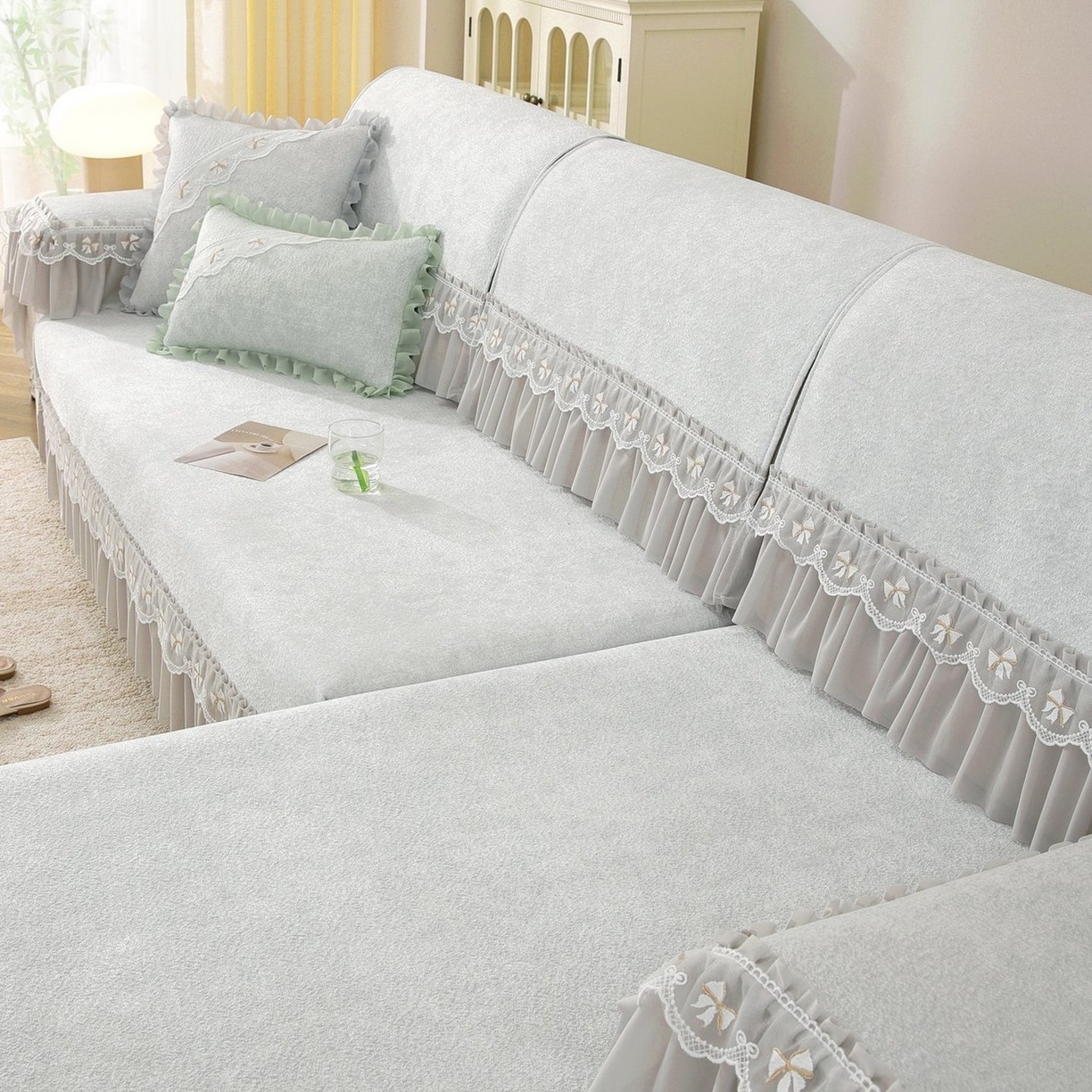 91家纺网 家纺一手货源 找家纺 共鸣沙发垫 2026新款冰豆豆沙发垫素雅系列 素雅灰色