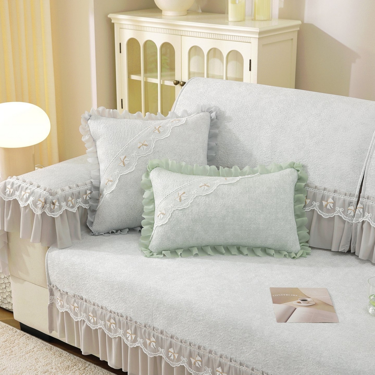 91家纺网 家纺一手货源 找家纺 共鸣沙发垫 2026新款冰豆豆沙发垫素雅系列 素雅灰色