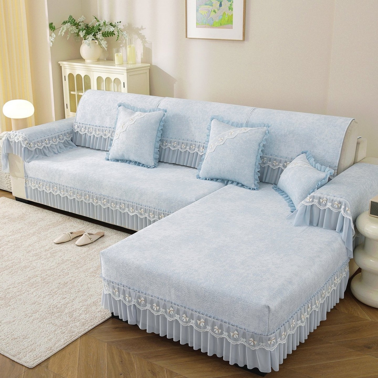 共鸣沙发垫 2026新款冰豆豆沙发垫素雅系列 素雅蓝色