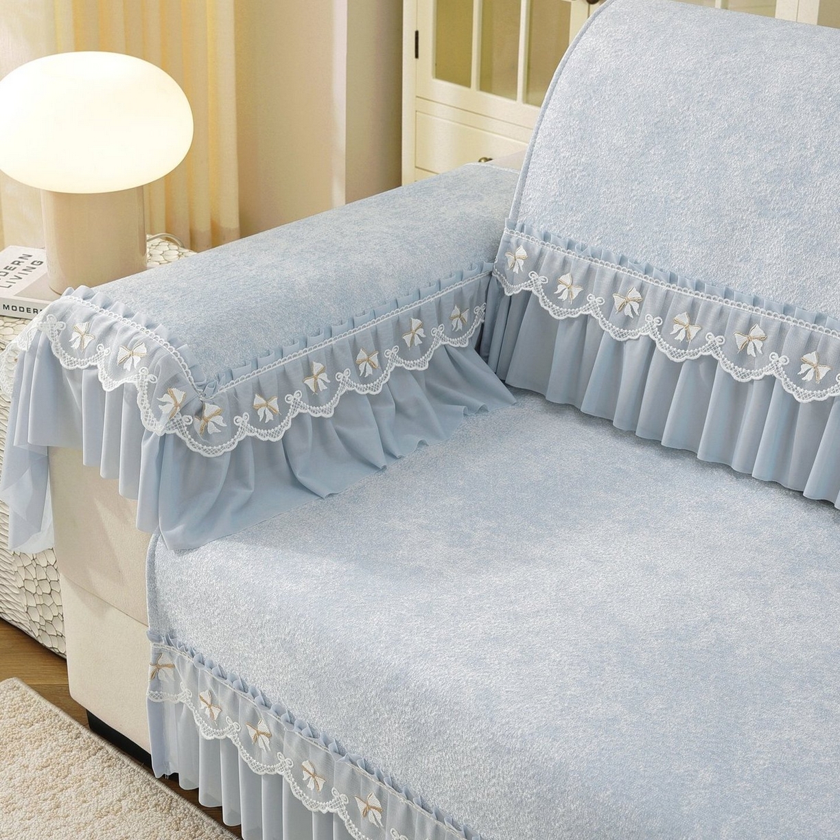 91家纺网 家纺一手货源 找家纺 共鸣沙发垫 2026新款冰豆豆沙发垫素雅系列 素雅蓝色