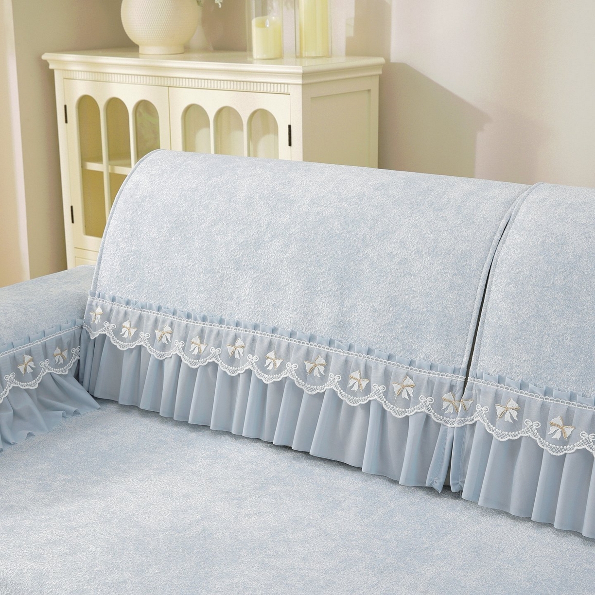 91家纺网 家纺一手货源 找家纺 共鸣沙发垫 2026新款冰豆豆沙发垫素雅系列 素雅蓝色