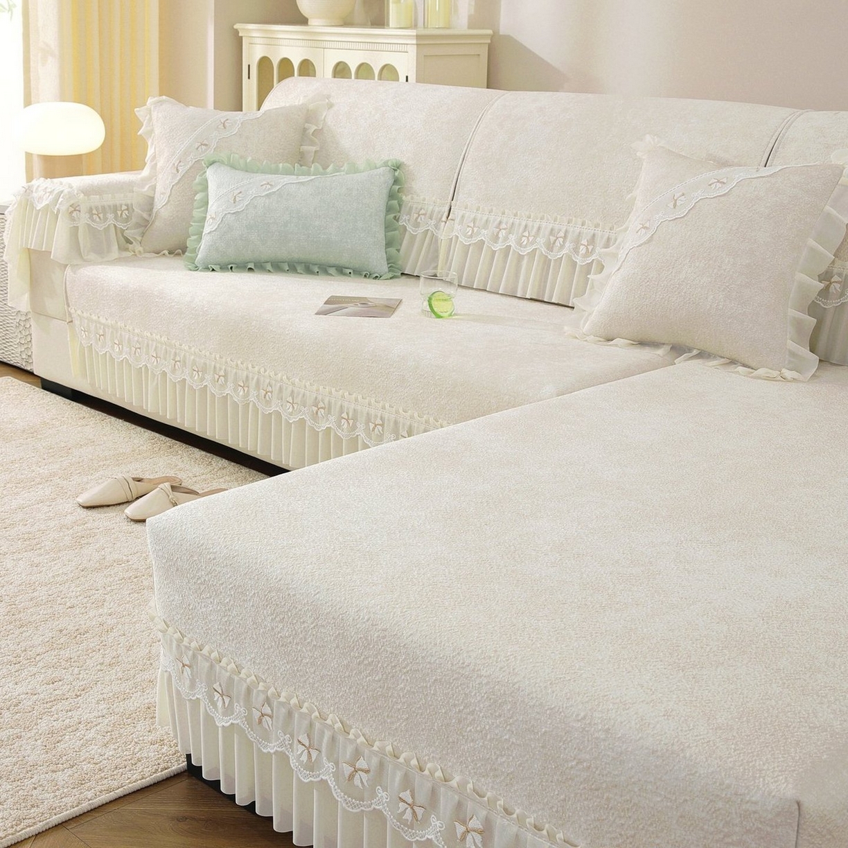 91家纺网 家纺一手货源 找家纺 共鸣沙发垫 2026新款冰豆豆沙发垫素雅系列 素雅米黄