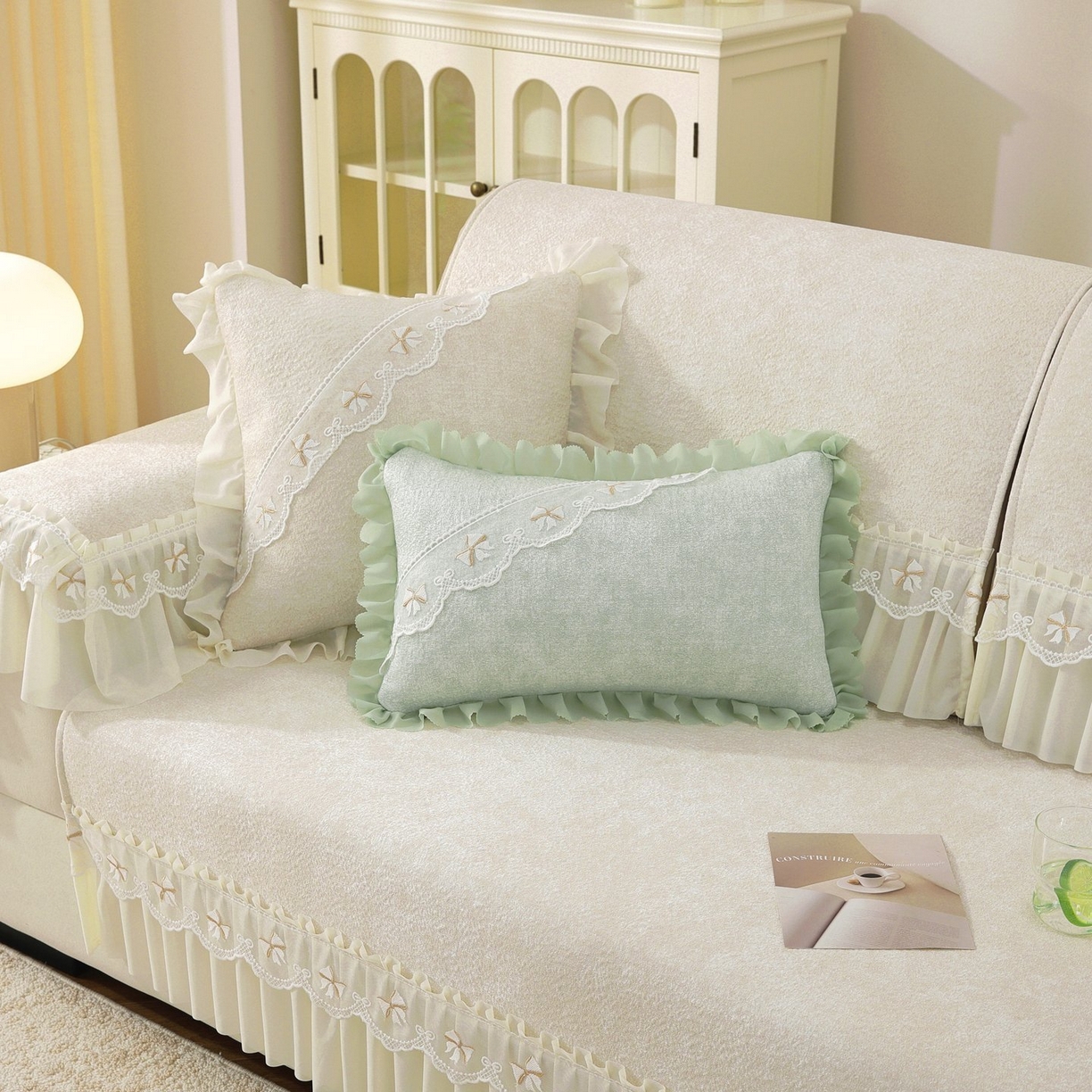 91家纺网 家纺一手货源 找家纺 共鸣沙发垫 2026新款冰豆豆沙发垫素雅系列 素雅米黄