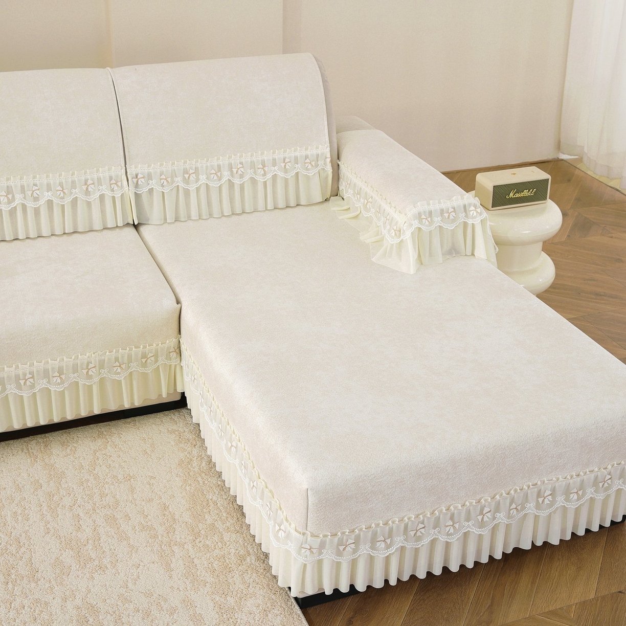 91家纺网 家纺一手货源 找家纺 共鸣沙发垫 2026新款冰豆豆沙发垫素雅系列 素雅米黄