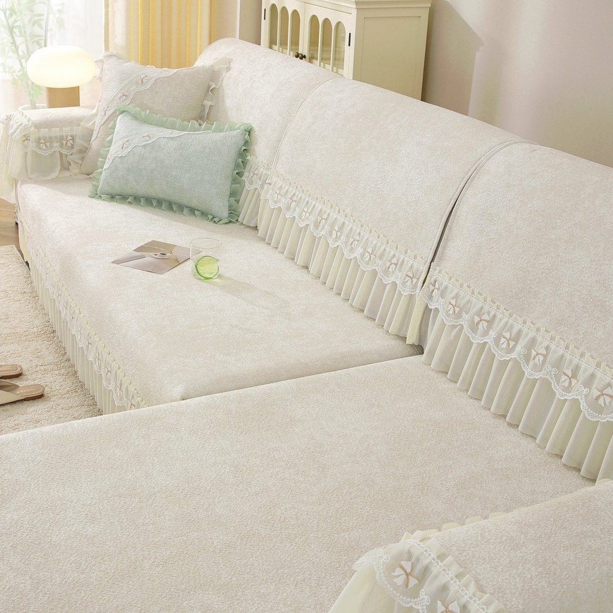 91家纺网 家纺一手货源 找家纺 共鸣沙发垫 2026新款冰豆豆沙发垫素雅系列 素雅米黄