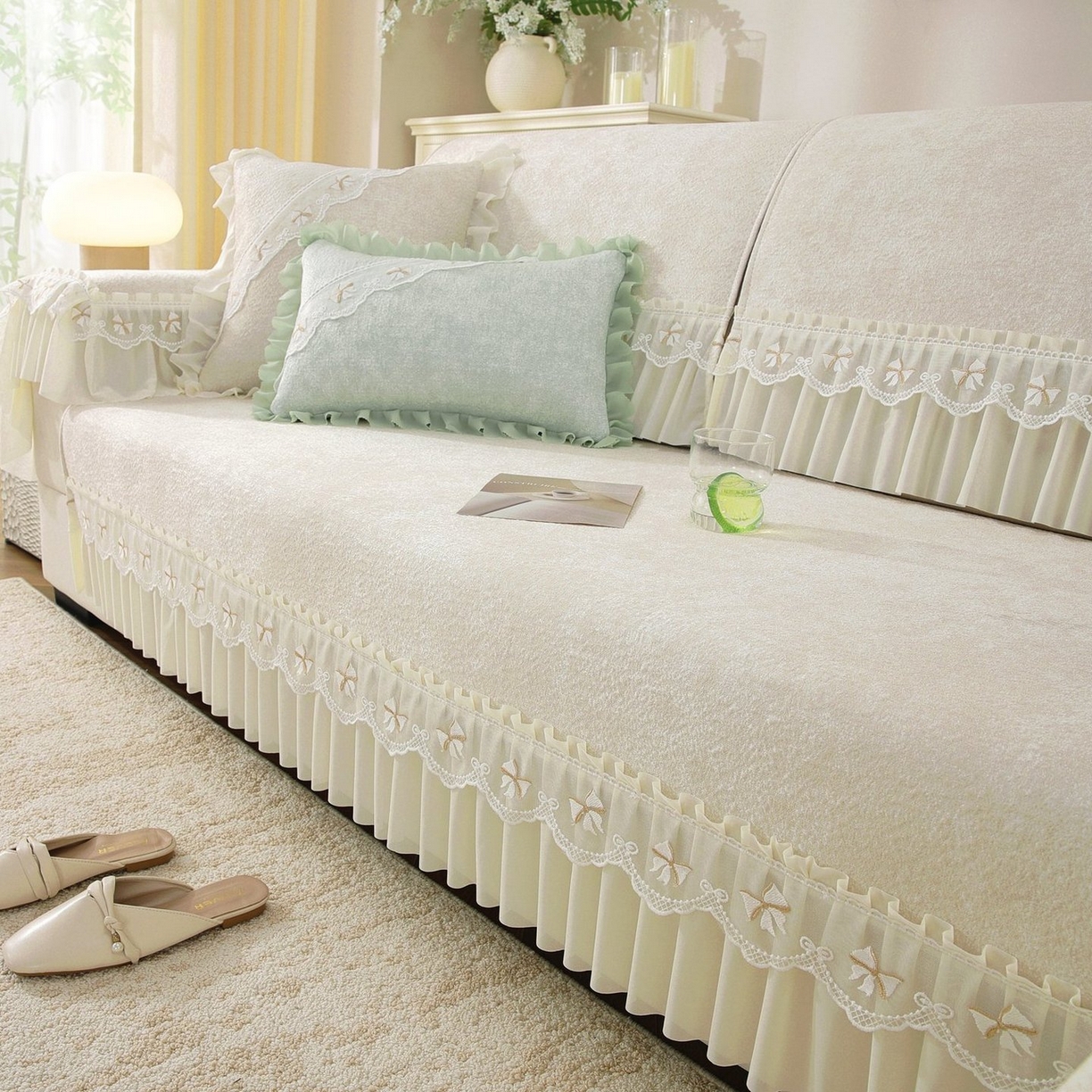 91家纺网 家纺一手货源 找家纺 共鸣沙发垫 2026新款冰豆豆沙发垫素雅系列 素雅米黄