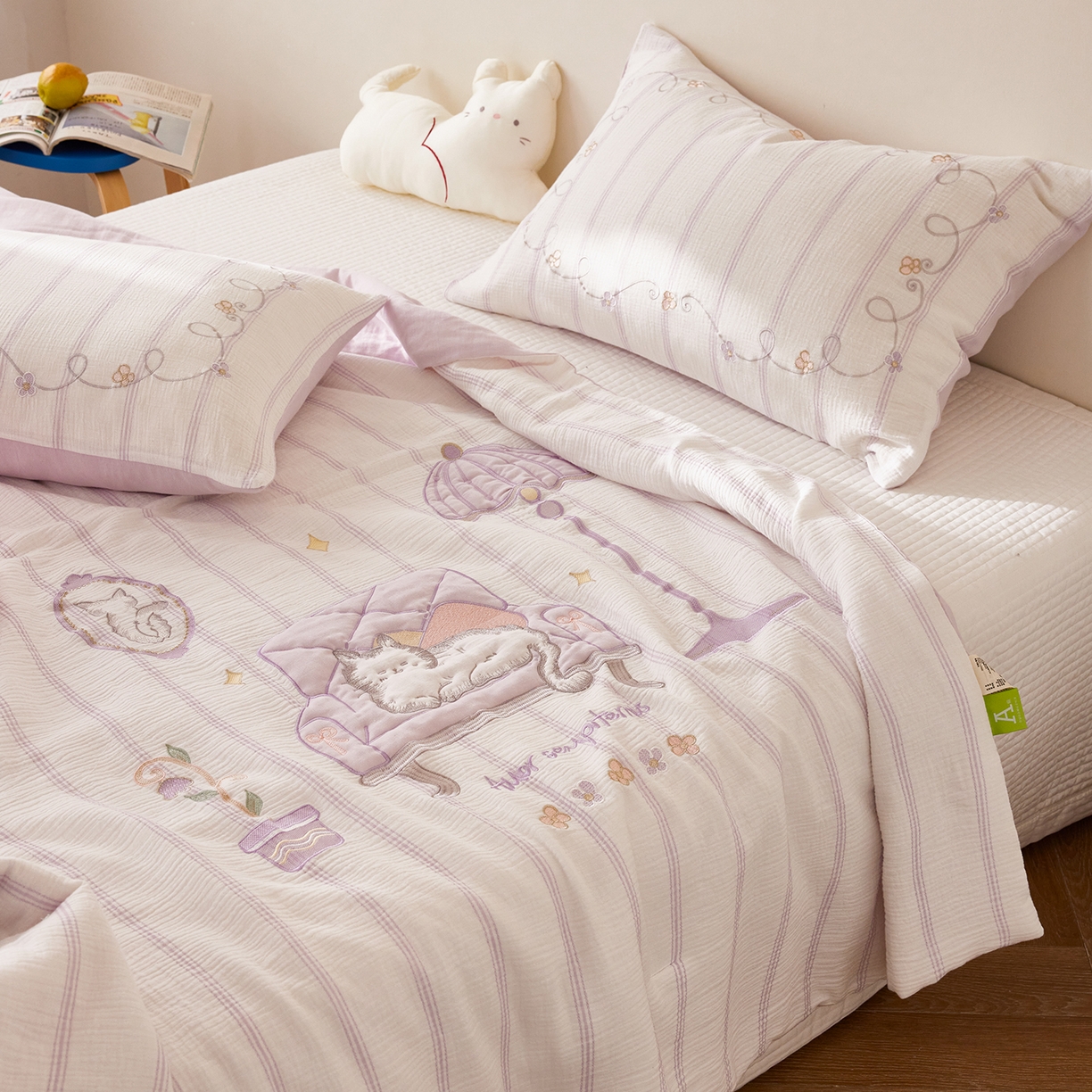 91家纺网 家纺一手货源 找家纺 （总）风向标家纺 2026春夏新款40s皱皱纱绣花夏被夏凉被空调被