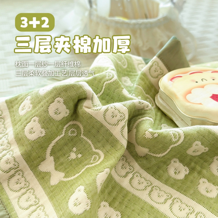 91家纺网 家纺一手货源 找家纺 （总）姝辰 2026新款卡通儿童三层纱提花枕套全棉乳胶枕头套
