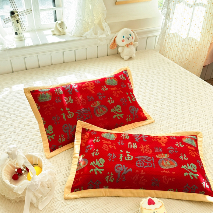 91家纺网 家纺一手货源 找家纺 姝辰 2026新款卡通儿童三层纱提花枕套全棉乳胶枕头套 福多多