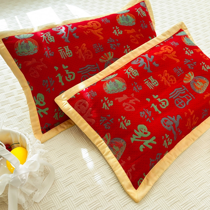 91家纺网 家纺一手货源 找家纺 姝辰 2026新款卡通儿童三层纱提花枕套全棉乳胶枕头套 福多多