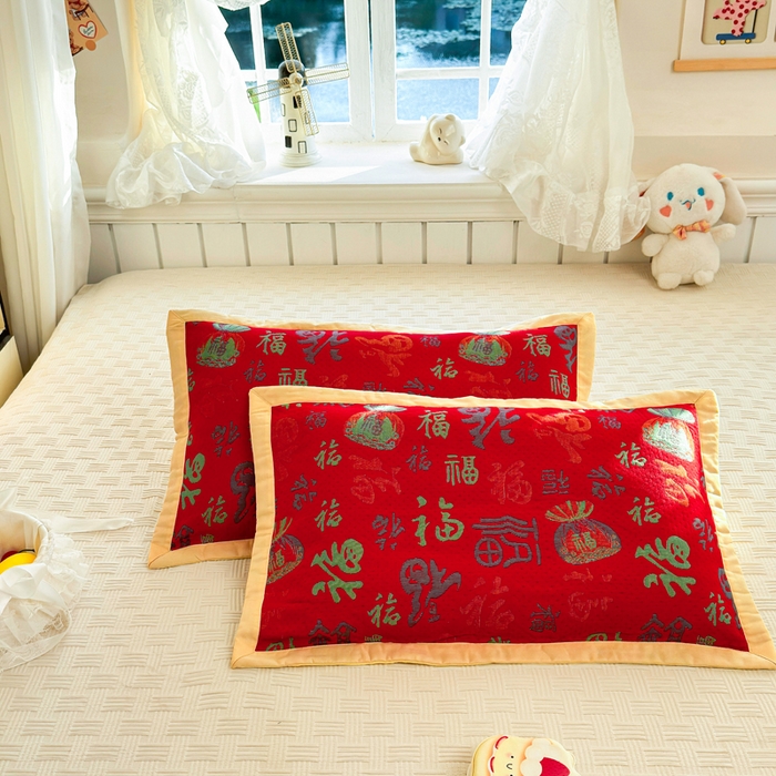 姝辰 2026新款卡通儿童三层纱提花枕套全棉乳胶枕头套 福多多