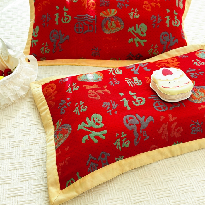 91家纺网 家纺一手货源 找家纺 姝辰 2026新款卡通儿童三层纱提花枕套全棉乳胶枕头套 福多多