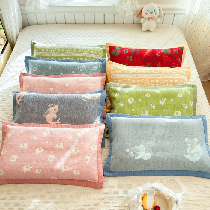 91家纺网 家纺一手货源 找家纺 姝辰 2026新款卡通儿童三层纱提花枕套全棉乳胶枕头套 叠拍图仅参考不可下单