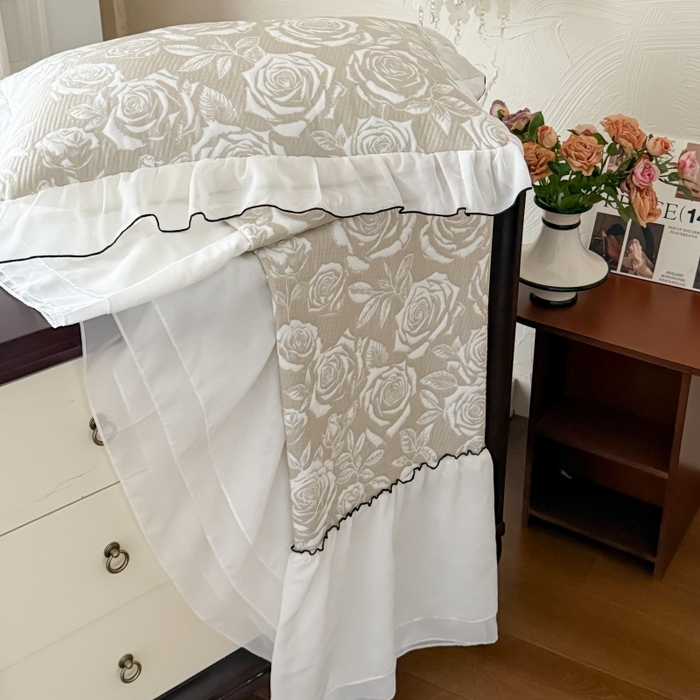 91家纺网 家纺一手货源 找家纺 吾欢心 2026新款法式凉感530克高克重PE乙纶双面大提花床裙凉席席子三件套-玫瑰庄园 组合图仅供展示不可下单