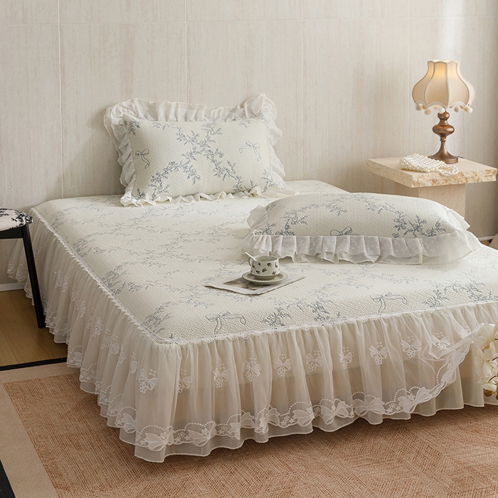 91家纺网 家纺一手货源 找家纺 菊上家纺 2026春夏新款PE凉席甜美香草系列凉席席子 甜美蓝