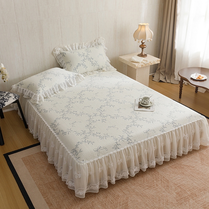 91家纺网 家纺一手货源 找家纺 菊上家纺 2026春夏新款PE凉席甜美香草系列凉席席子 甜美蓝