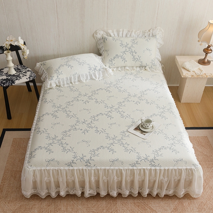 91家纺网 家纺一手货源 找家纺 菊上家纺 2026春夏新款PE凉席甜美香草系列凉席席子 甜美蓝