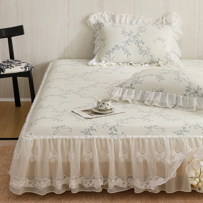 91家纺网 家纺一手货源 找家纺 菊上家纺 2026春夏新款PE凉席甜美香草系列凉席席子 甜美蓝