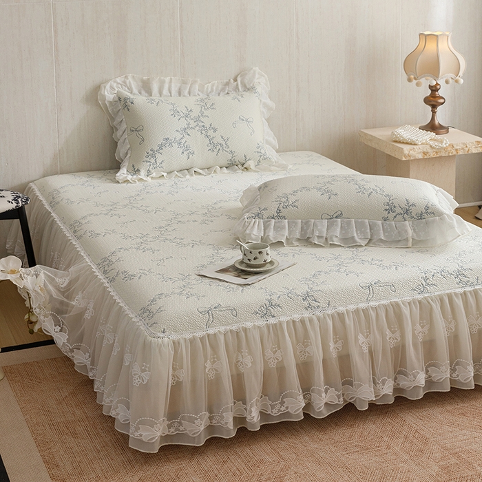 91家纺网 家纺一手货源 找家纺 菊上家纺 2026春夏新款PE凉席甜美香草系列凉席席子 甜美蓝