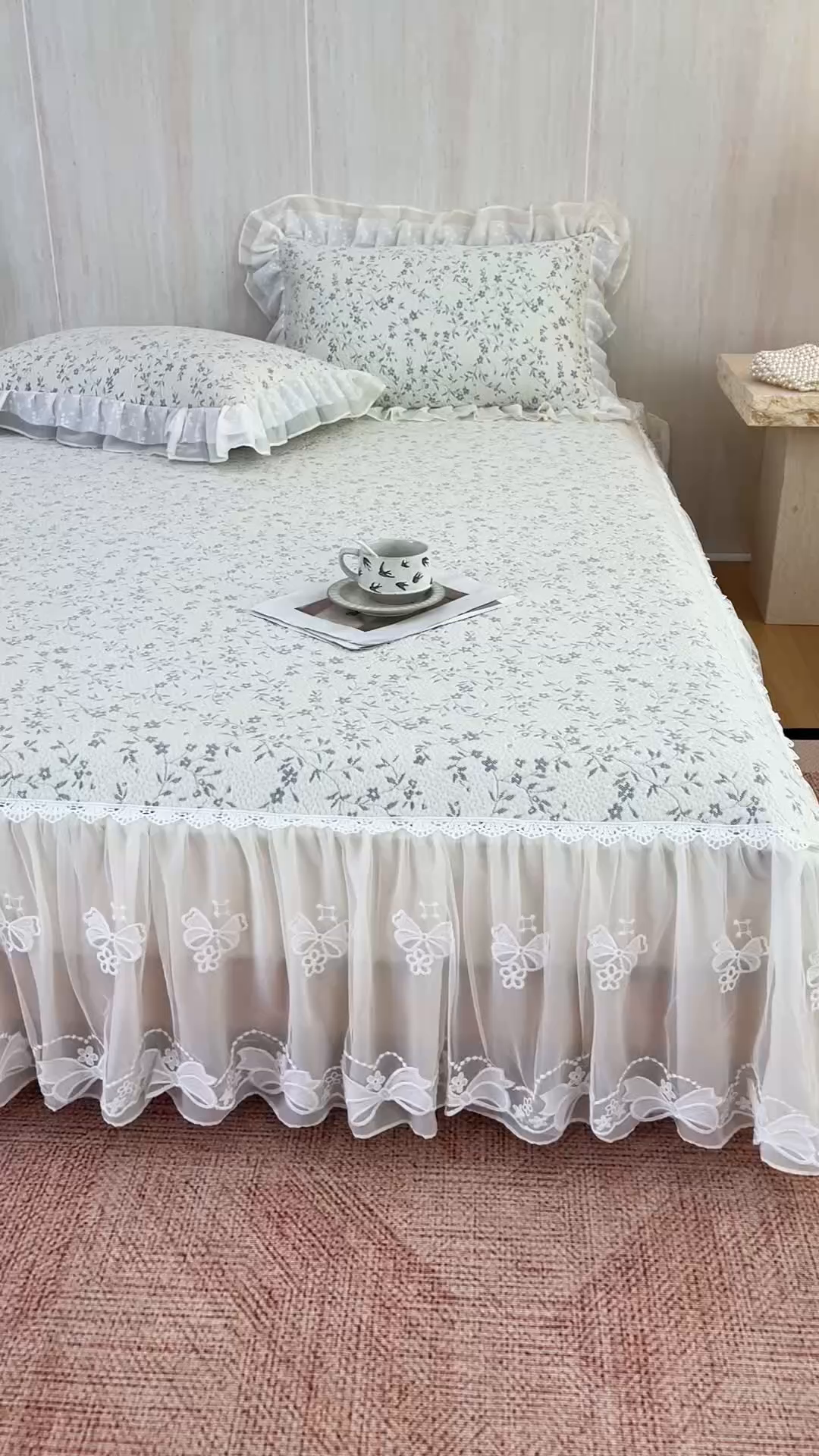 91家纺网 家纺一手货源 找家纺 菊上家纺 2026春夏新款PE凉席甜美香草系列凉席席子 香草蓝