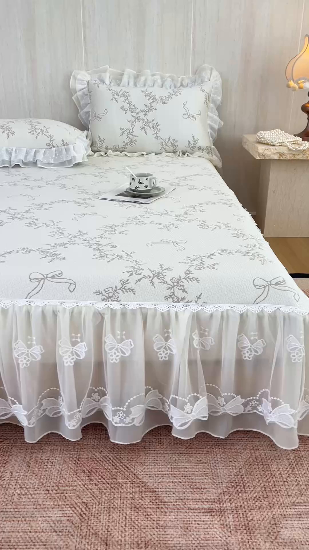 91家纺网 家纺一手货源 找家纺 菊上家纺 2026春夏新款PE凉席甜美香草系列凉席席子 甜美咖