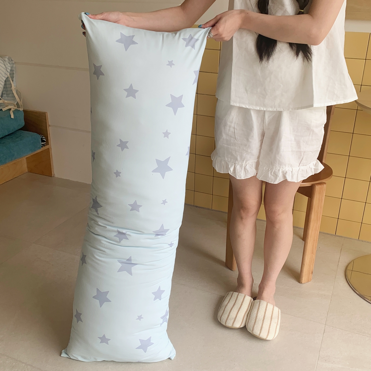 91家纺网 家纺一手货源 找家纺 桃喜 2026新款凉感多功能长抱枕 凉感抱枕-海盐星星