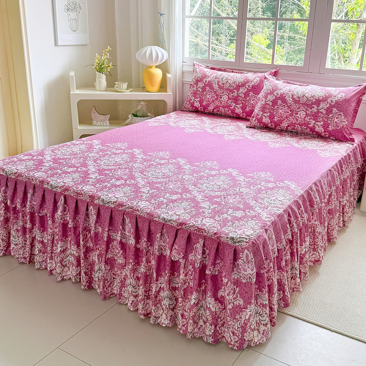 91家纺网 家纺一手货源 找家纺 （总）亿佳人 2026新款芦荟棉单床裙床裙单件芦荟棉床裙单件