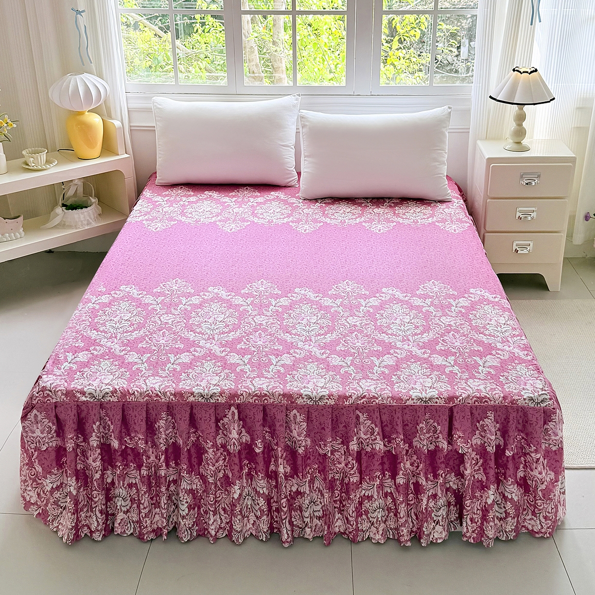 91家纺网 家纺一手货源 找家纺 （总）亿佳人 2026新款芦荟棉单床裙床裙单件芦荟棉床裙单件