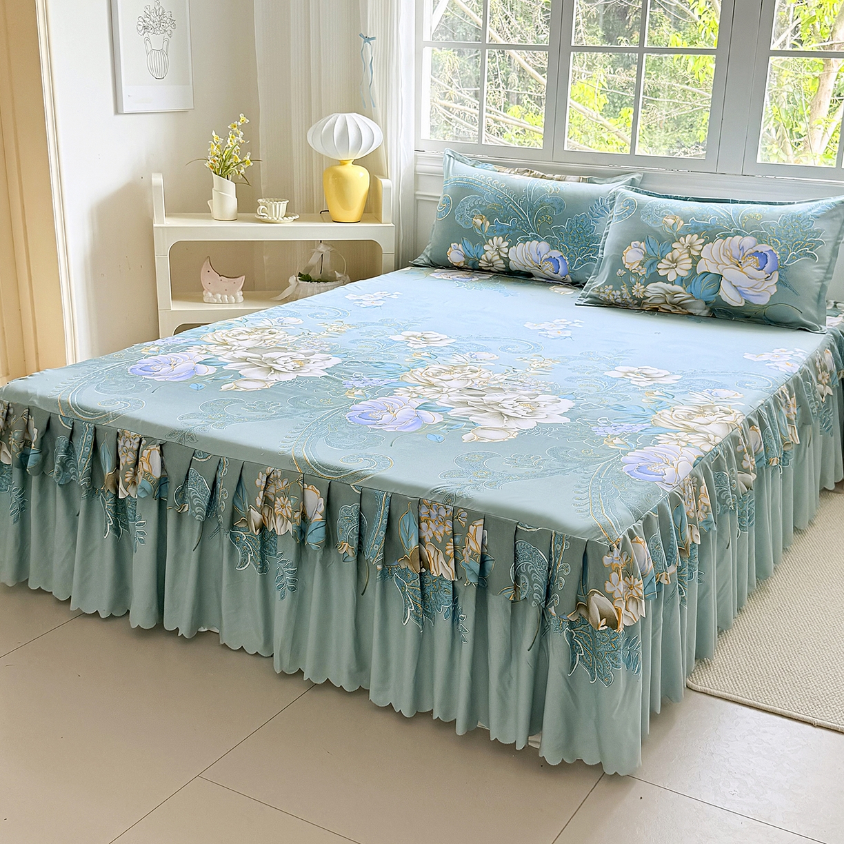 91家纺网 家纺一手货源 找家纺 亿佳人 2026新款芦荟棉单床裙床裙单件芦荟棉床裙单件 香飘四溢