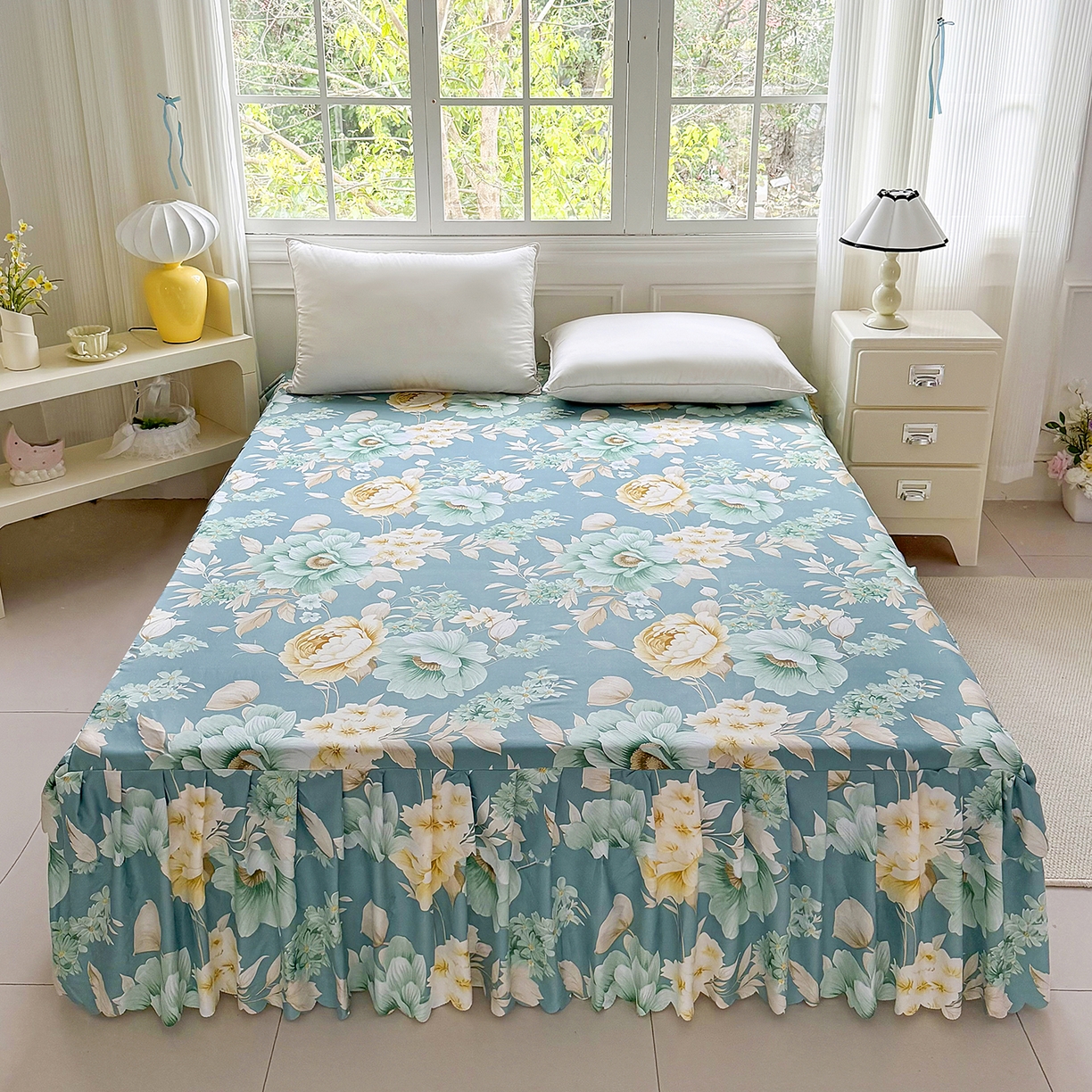 91家纺网 家纺一手货源 找家纺 （总）亿佳人 2026新款芦荟棉单床裙床裙单件芦荟棉床裙单件