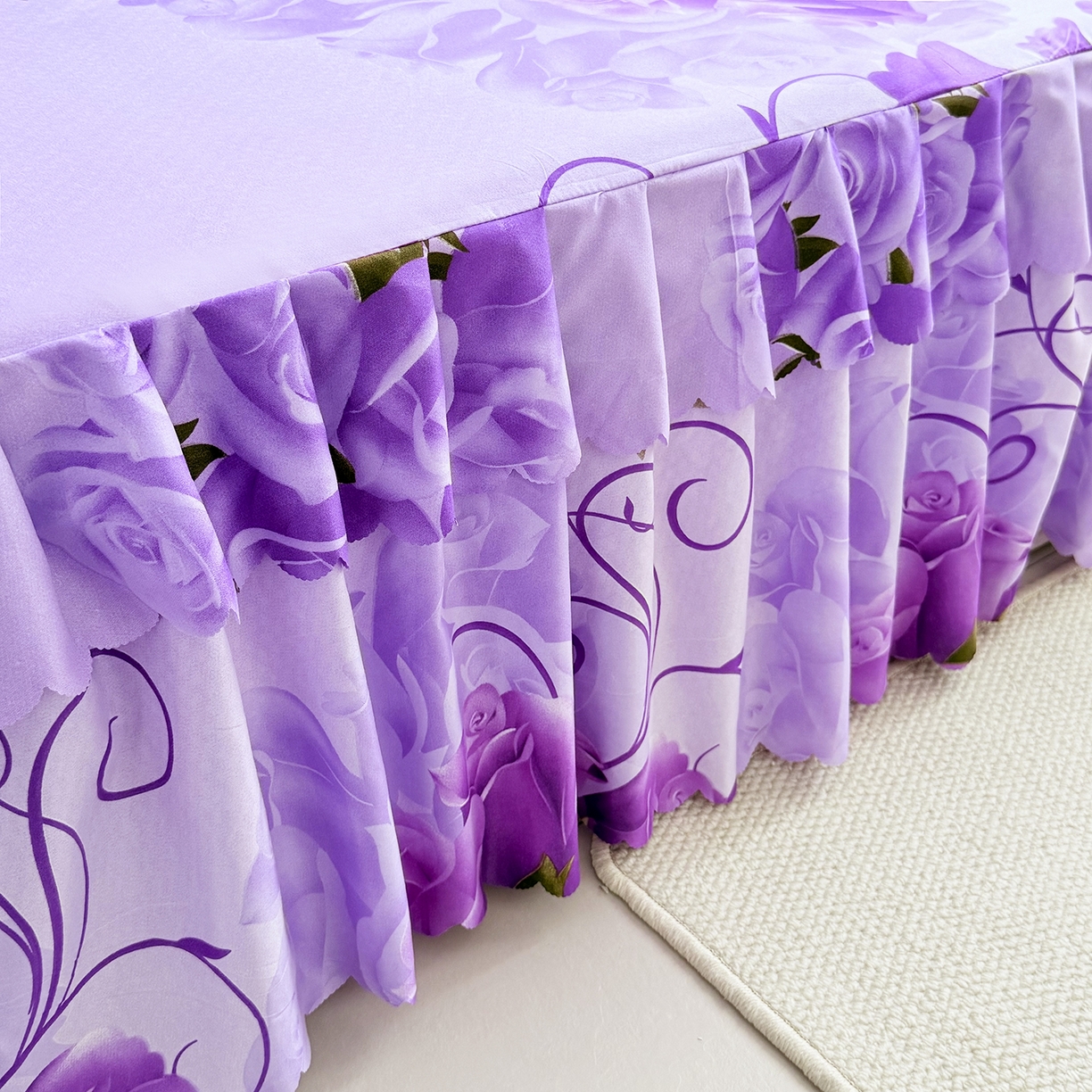 91家纺网 家纺一手货源 找家纺 亿佳人 2026新款芦荟棉单床裙床裙单件芦荟棉床裙单件 紫气东来