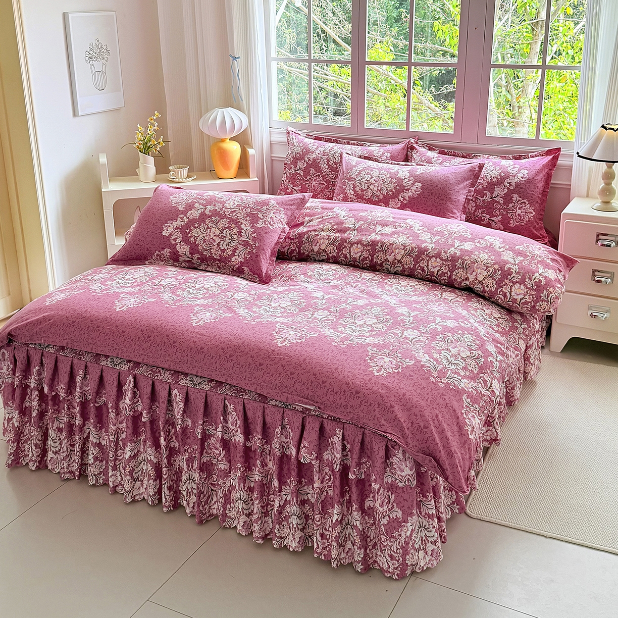 91家纺网 家纺一手货源 找家纺 亿佳人 2026新款芦荟棉单床裙床裙单件芦荟棉床裙单件 鸿运