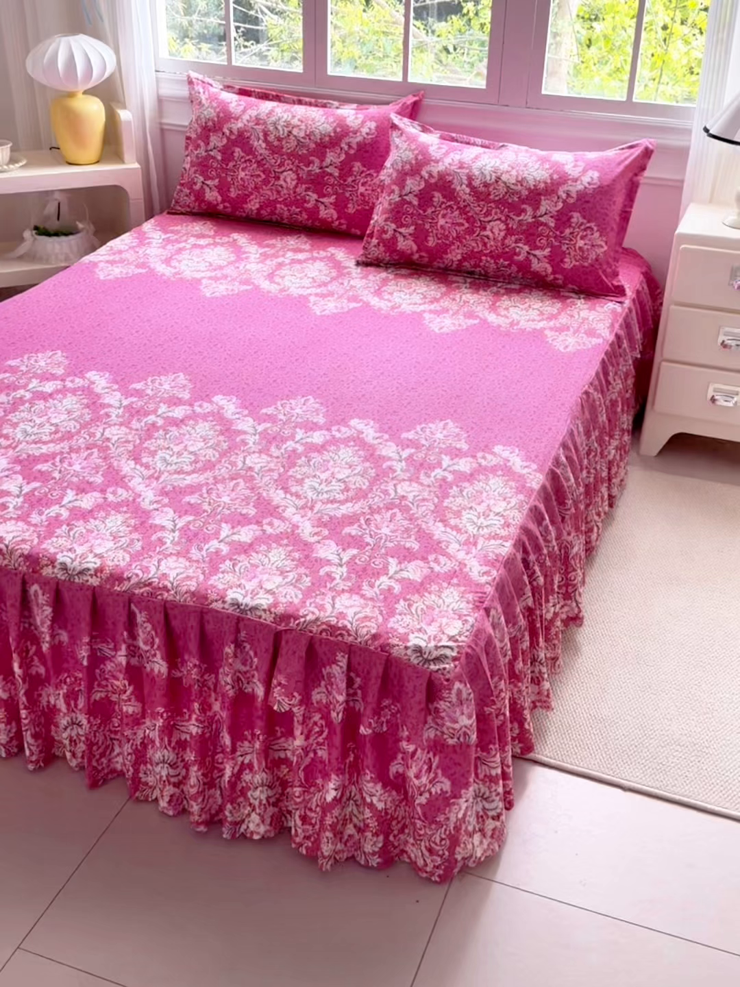 91家纺网 家纺一手货源 找家纺 （总）亿佳人 2026新款芦荟棉单床裙床裙单件芦荟棉床裙三件套