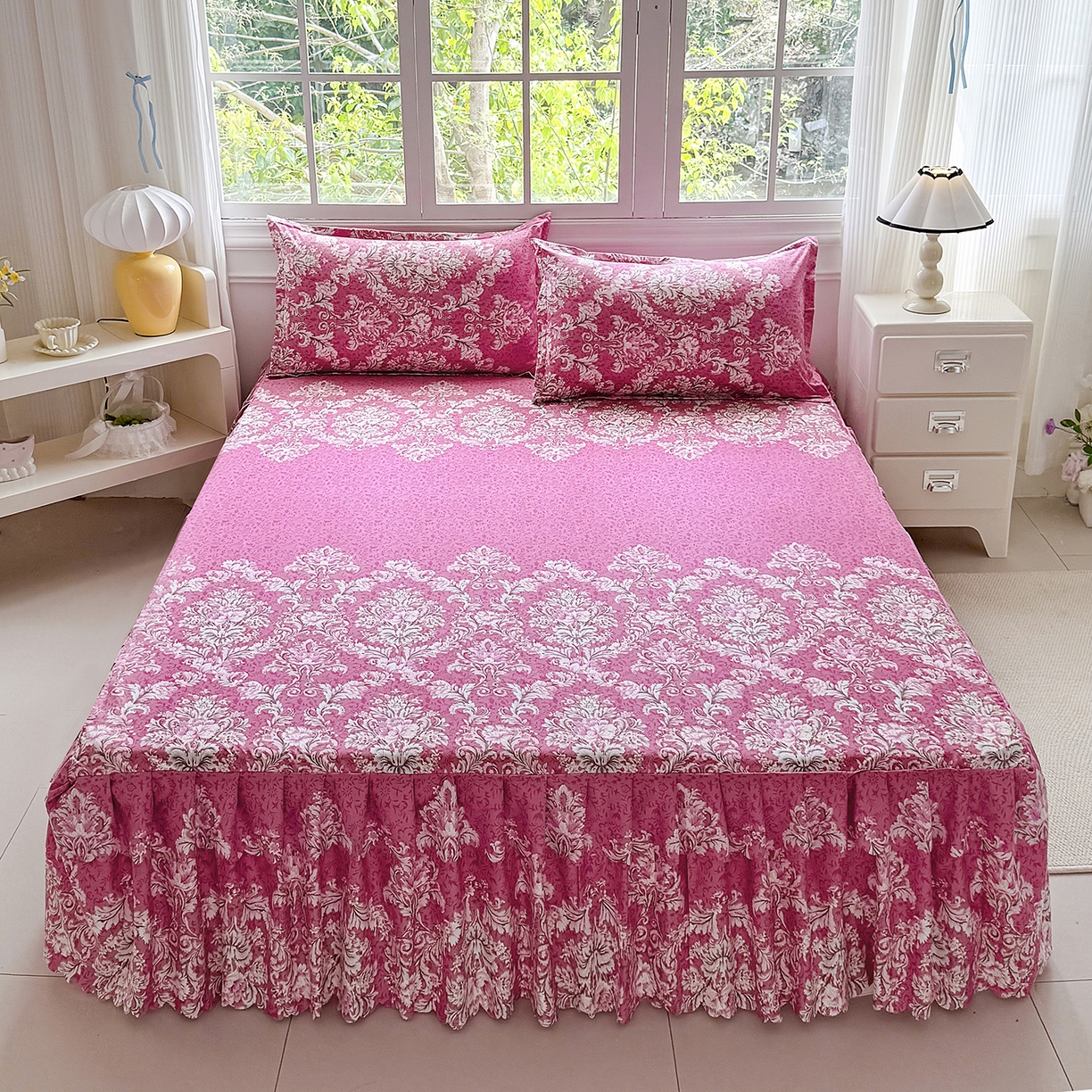 91家纺网 家纺一手货源 找家纺 （总）亿佳人 2026新款芦荟棉单床裙床裙单件芦荟棉床裙三件套