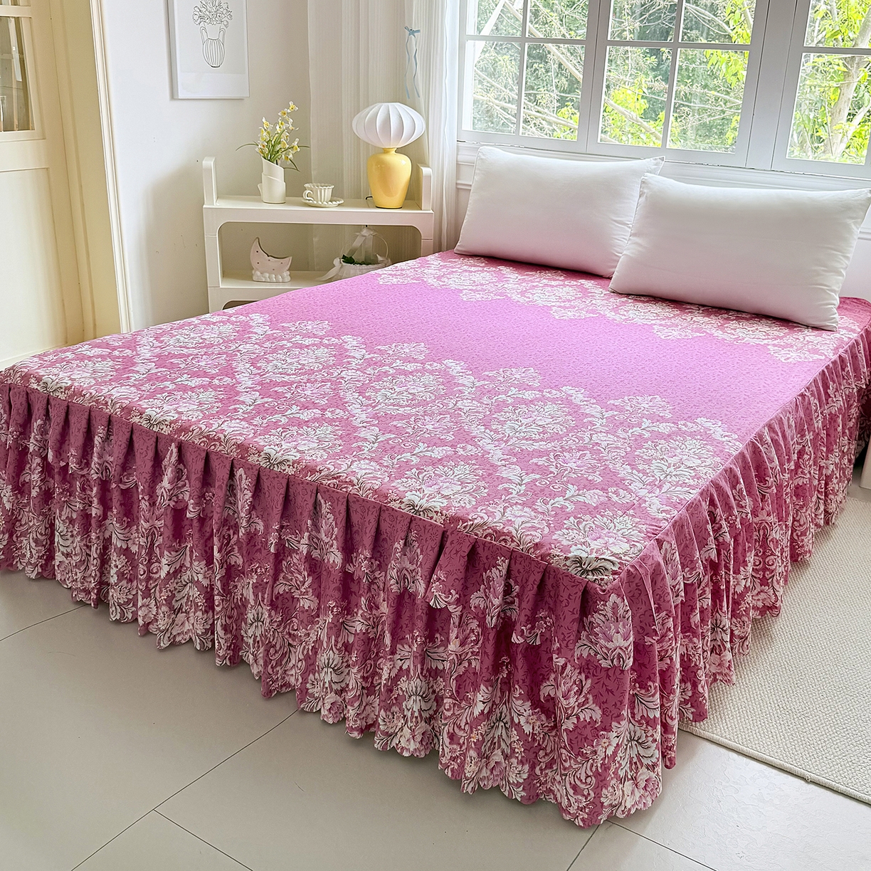 91家纺网 家纺一手货源 找家纺 （总）亿佳人 2026新款芦荟棉单床裙床裙单件芦荟棉床裙三件套