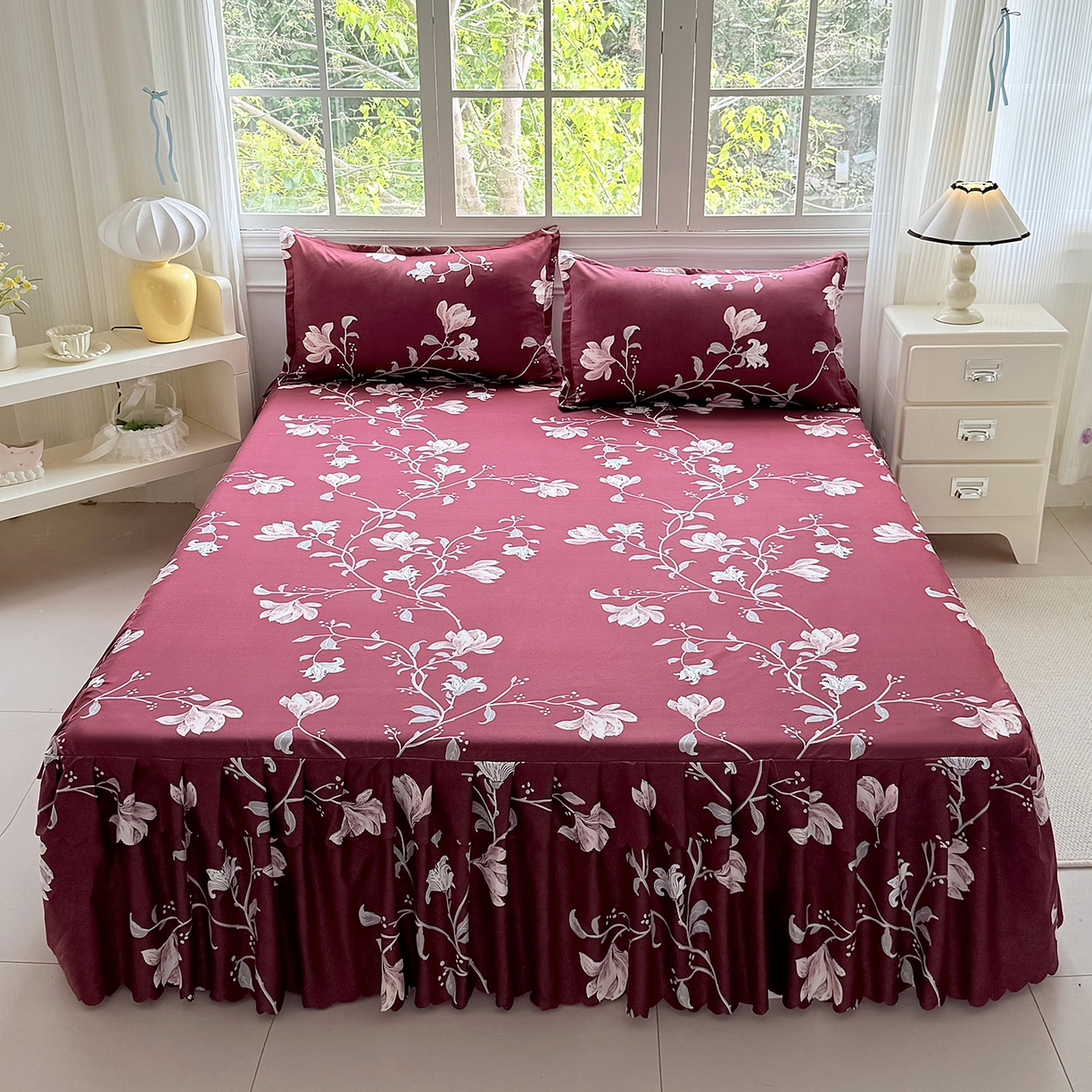 91家纺网 家纺一手货源 找家纺 （总）亿佳人 2026新款芦荟棉单床裙床裙单件芦荟棉床裙三件套