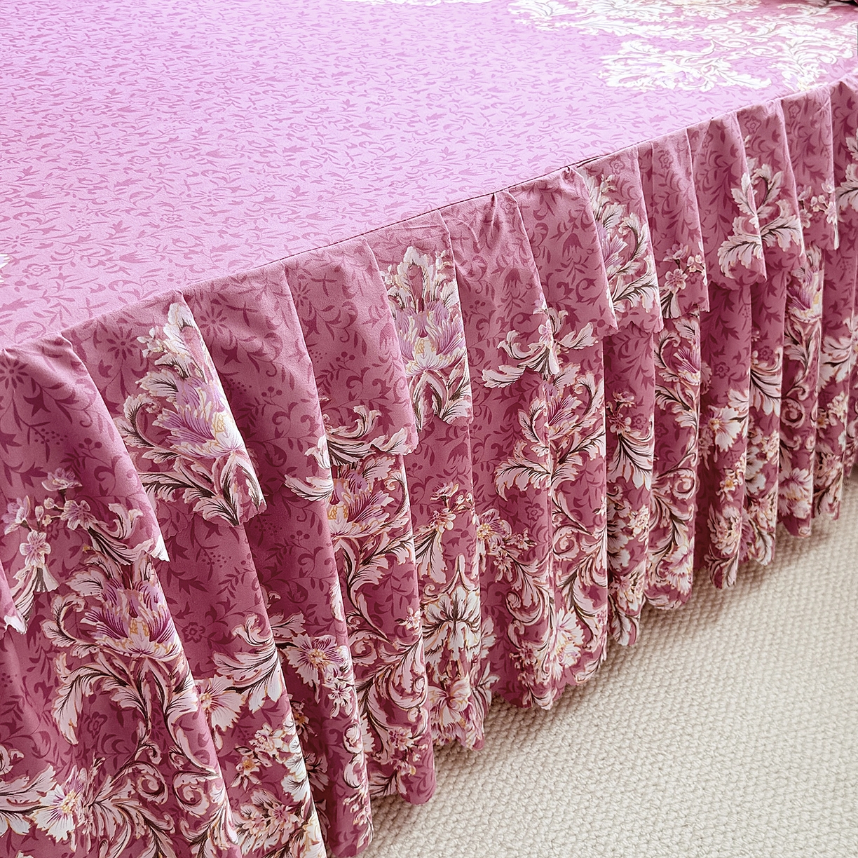 91家纺网 家纺一手货源 找家纺 亿佳人 2026新款芦荟棉单床裙床裙单件芦荟棉床裙三件套 鸿运