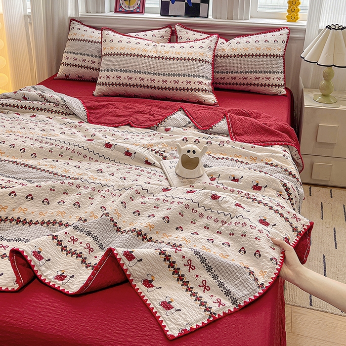 91家纺网 家纺一手货源 找家纺 一比一家纺 2026春夏新款三角针泡芙纱夏被夏凉被空调被四件套 三角针夏被-费尔岛小马