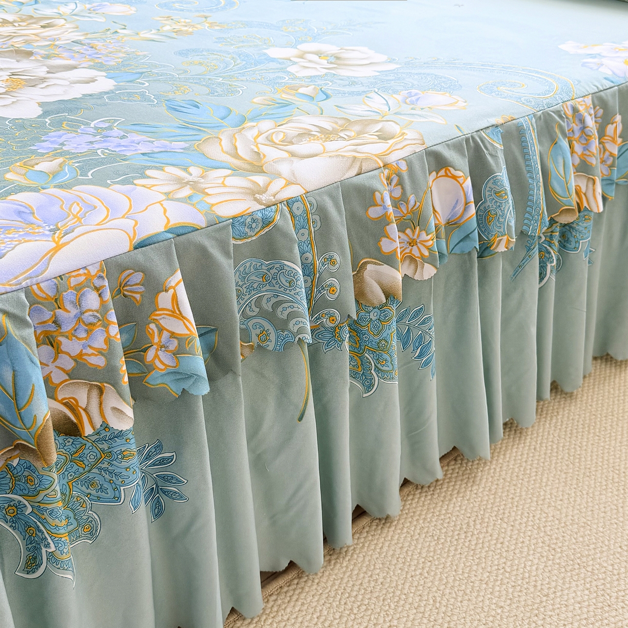 91家纺网 家纺一手货源 找家纺 亿佳人 2026新款芦荟棉单床裙床裙单件芦荟棉床裙三件套 香飘四溢