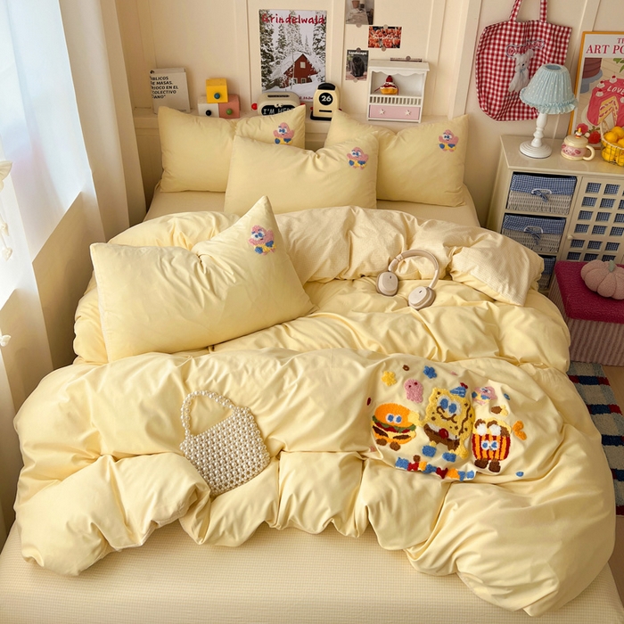 91家纺网 家纺一手货源 找家纺 （总）鑫佳居 2026新款古法水洗云感棉毛巾绣四件套