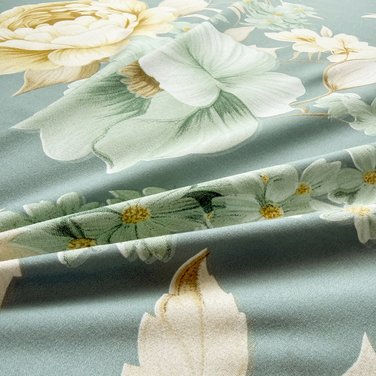 91家纺网 家纺一手货源 找家纺 亿佳人 2026新款芦荟棉化纤四件套单床裙单枕套-床裙款四件套 乐开花