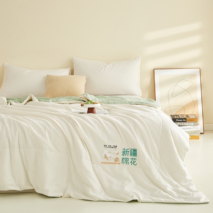 91家纺网 家纺一手货源 找家纺 （总）小桃姐家纺 2026新款拼色无印风新疆棉花被春秋被夏被被子被芯
