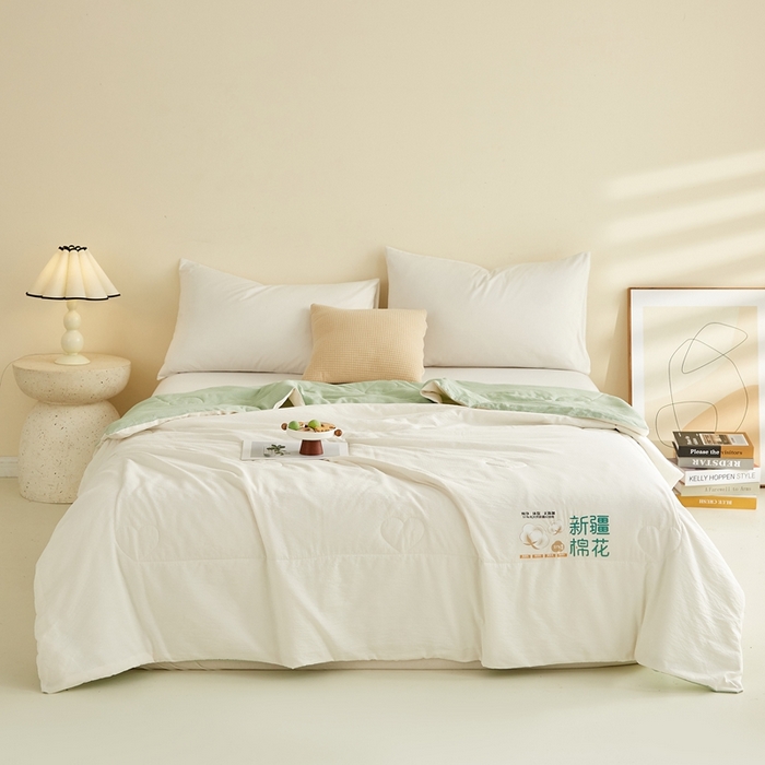 91家纺网 家纺一手货源 找家纺 （总）小桃姐家纺 2026新款拼色无印风新疆棉花被春秋被夏被被子被芯